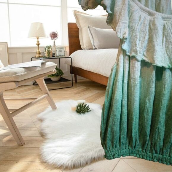 FREE PEOPLE CORA LEE TIE DYE DIP OMBRE MINT SEA GREEN OFF SHOULDER RUFFLE TOP - Picture 6 of 9